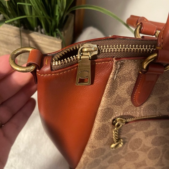 Coach Brown and Tan Signature Satchel - Picture 8 of 8